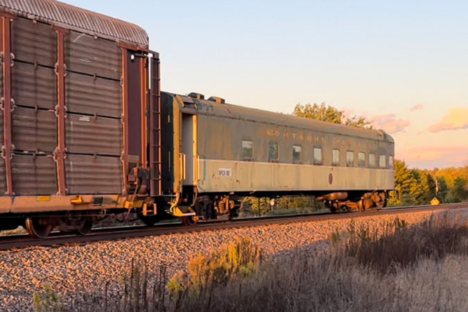 RPCX 391 coupled to a BNSF freight train on its final journey